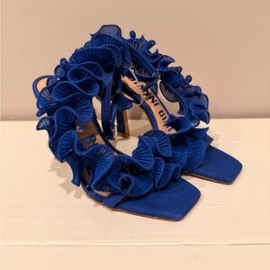 Gianni Bini Royal Blue Ruffled High Heel Sandals